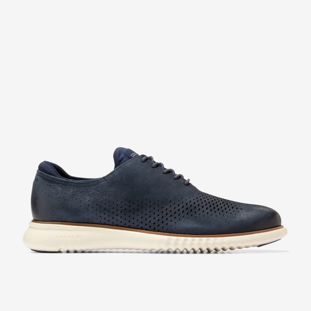 Cole Haan Navy Men's 2.ZERØGRAND Laser Wingtip Oxfords 9.5 - Picture 7 of 10
